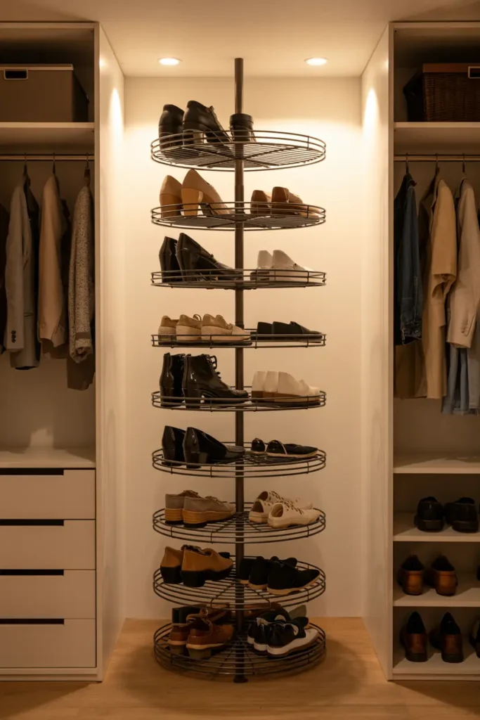 5. Rotating Shoe Carousel Organizer