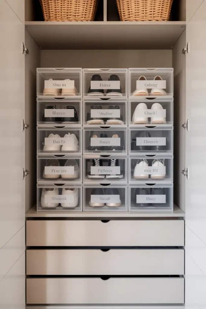 6. Clear Stackable Shoe Boxes