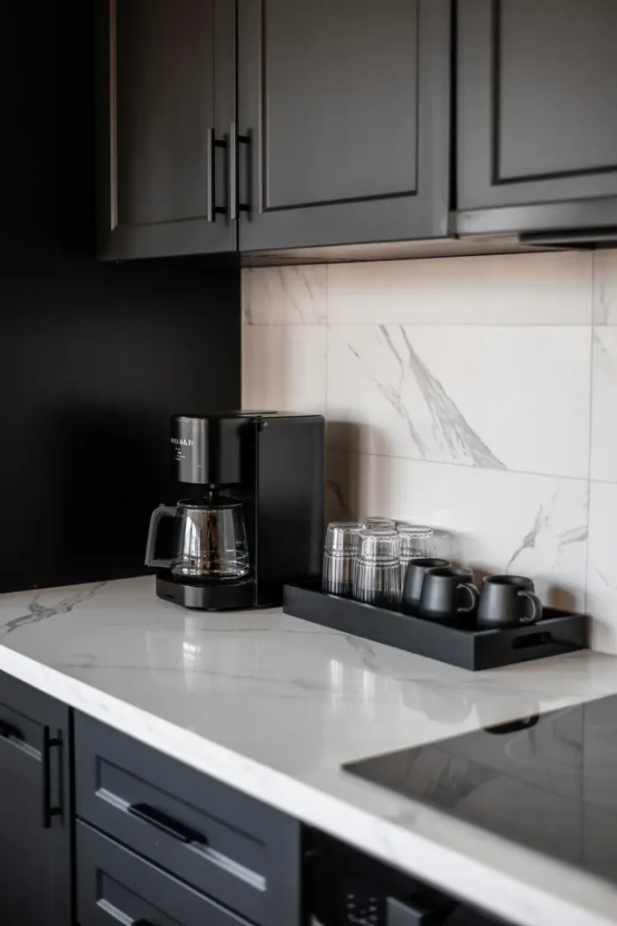 6. Modern Coffee Station with Black and White Aesthetic