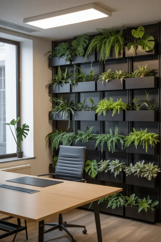 6. Office Green Wall for a Productivity Boost