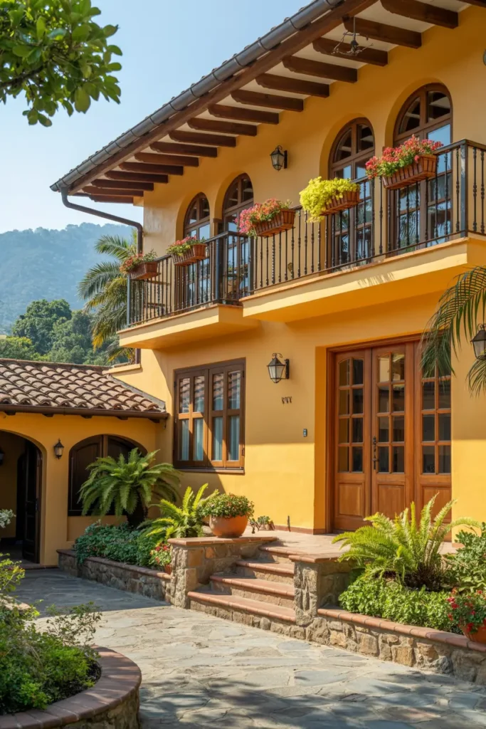 6. Tuscan House with Exposed Wooden Ceiling Beams