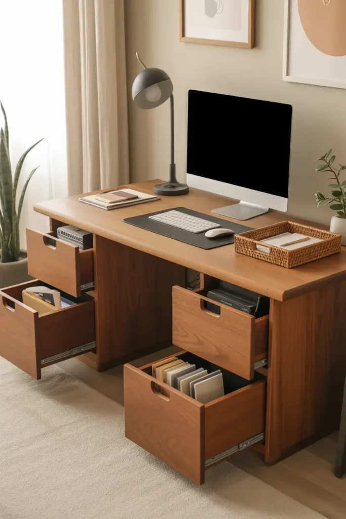 7. Dual Purpose Desk with Built In Storage Drawers
