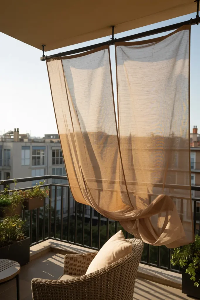 7. Hanging Shade Panels for Balcony Railing