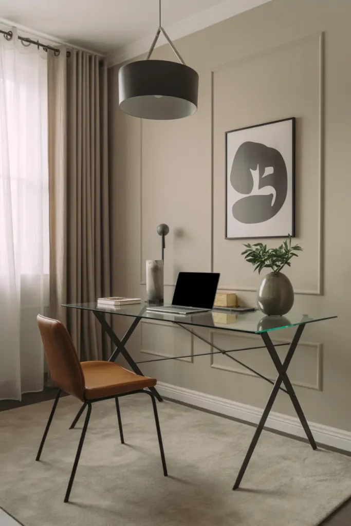 7. Modern Glass Desk with Sleek Metal Frame