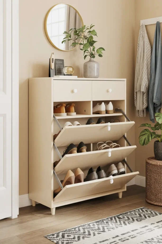 7. Shoe Cabinet with Drop Down Doors