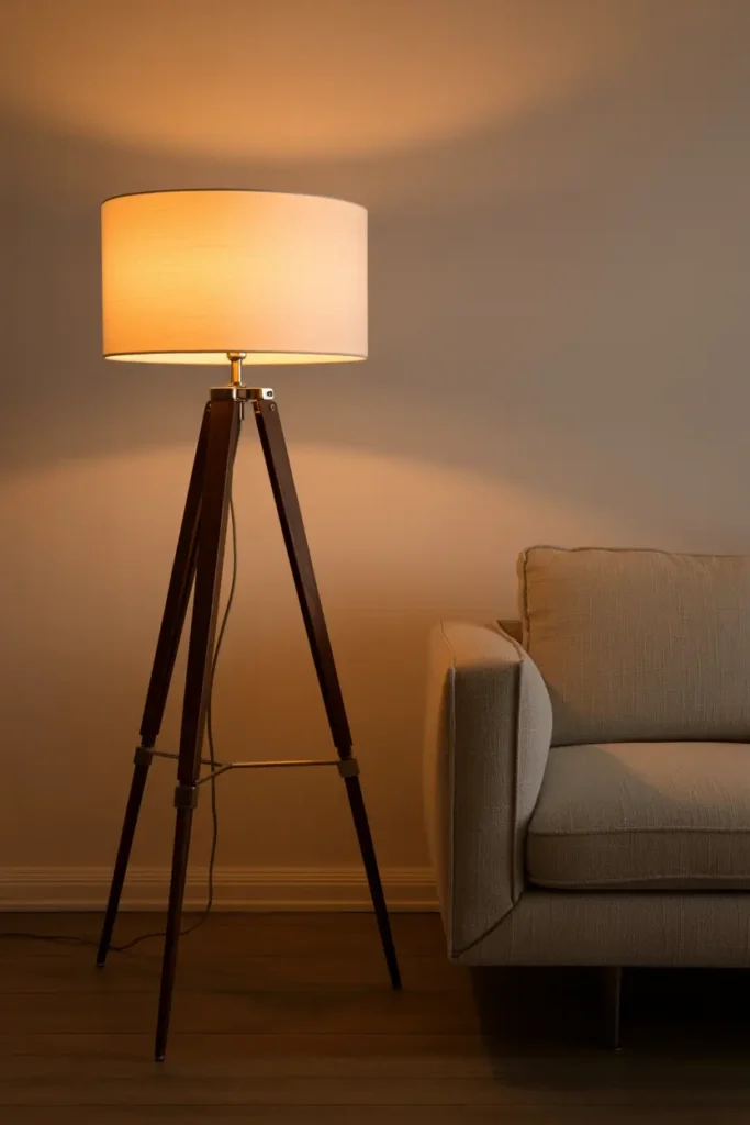 7. Tripod Floor Lamp with Fabric Shade