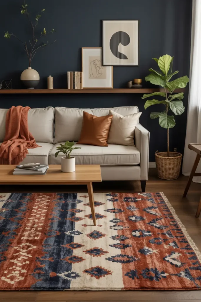 8. Add a Statement Area Rug to Anchor the Space