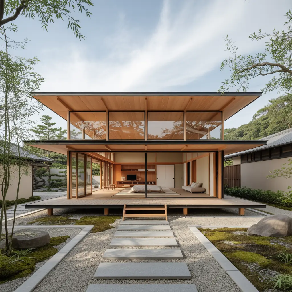 8. Contemporary Japanese Villa with Glass Walls