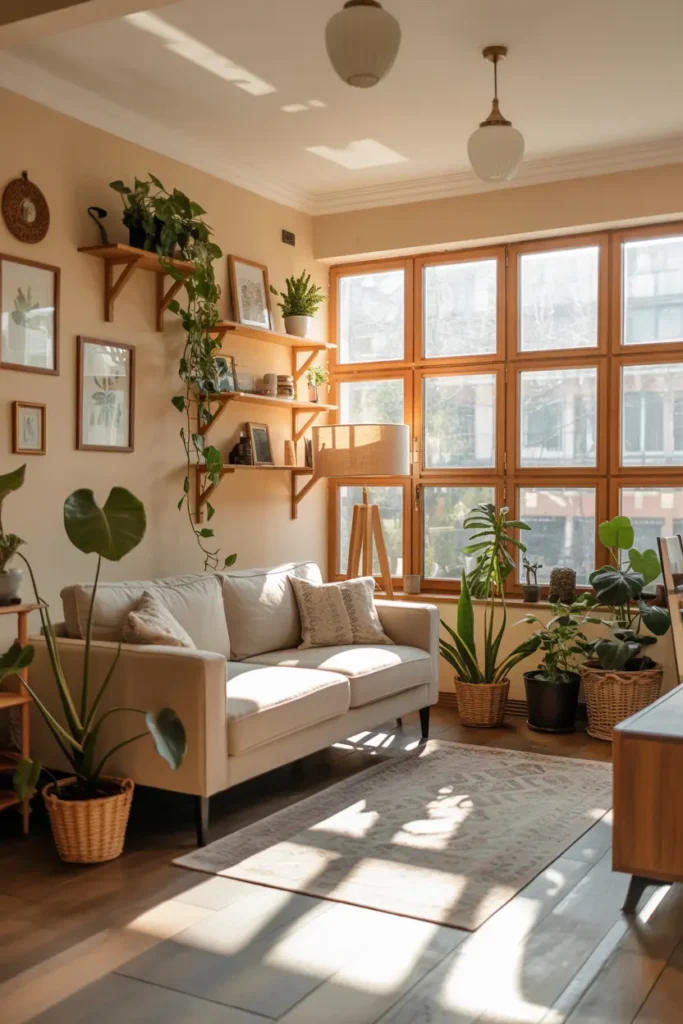 8. Living Room with Indoor Plants and Greenery