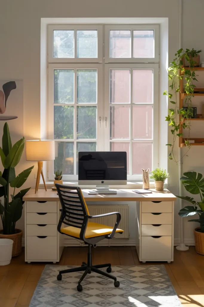 8. Office Setup with Large Window for Natural Lighting