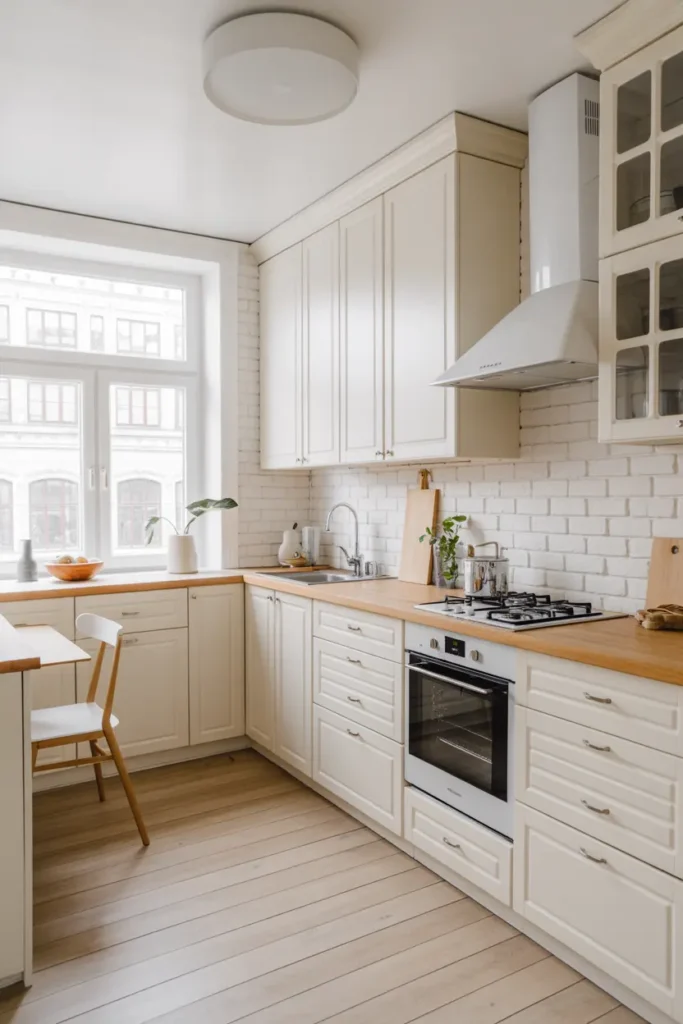 8. Scandinavian Style White Kitchen with Sleek Lines