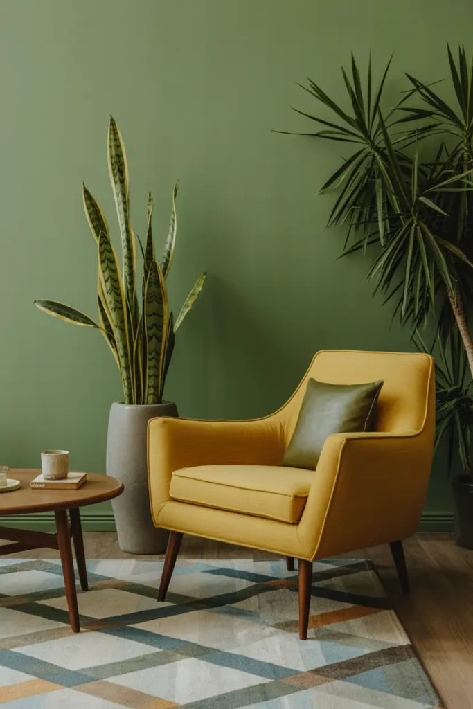 8. Statement Accent Chair in Mustard or Olive Green