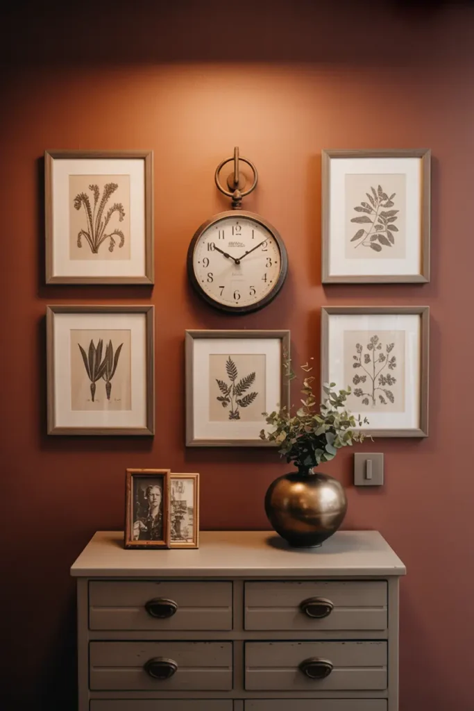 8. Wall Arrangement Ideas with Clocks and Frames
