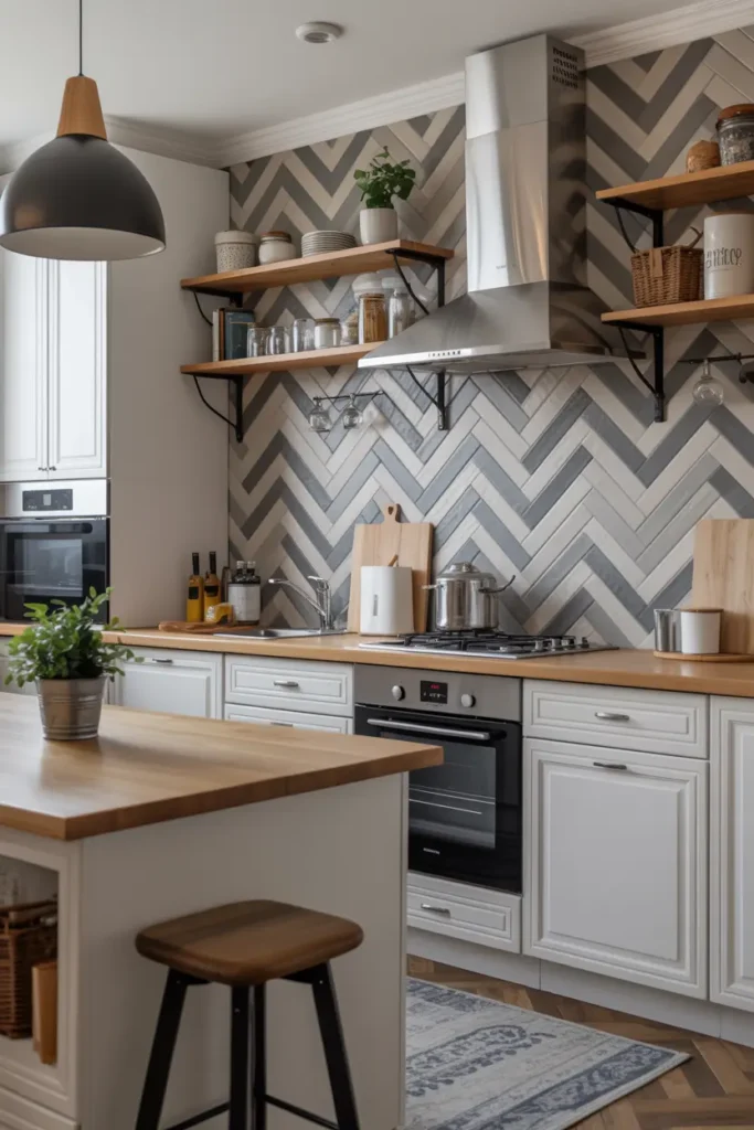 9. Gray Herringbone Tile for a Textured Statement Wall