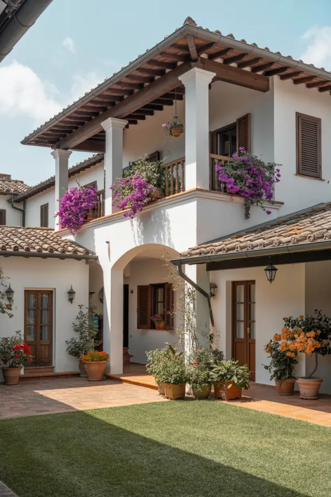 9. Tuscan Home with Decorative Balconies and Columns
