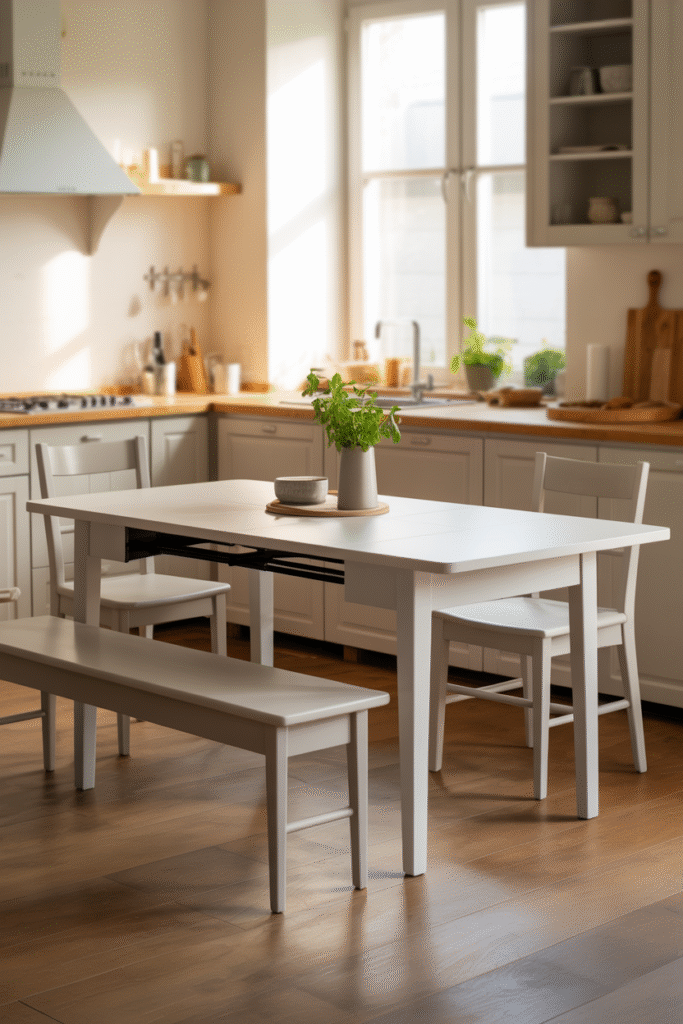 9. White Extendable Kitchen Table for Flexible Seating