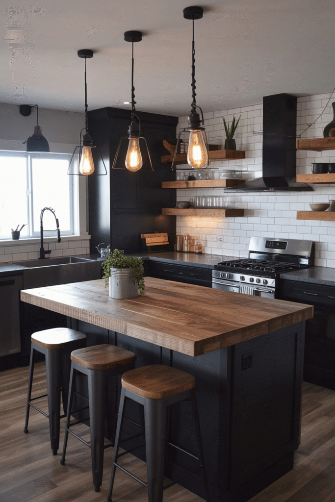 12. A Modern Kitchen with Rustic Charm