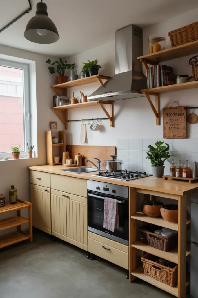 14. DIY Mini Kitchen Setup for Small Studios