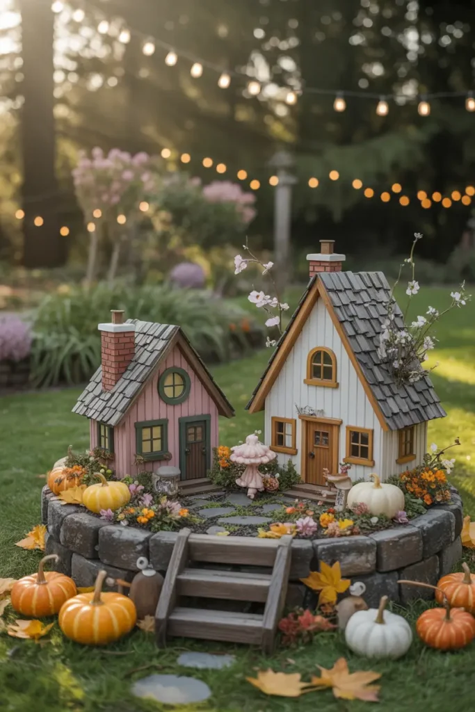 14. Whimsical Fairy Garden with Seasonal Themes
