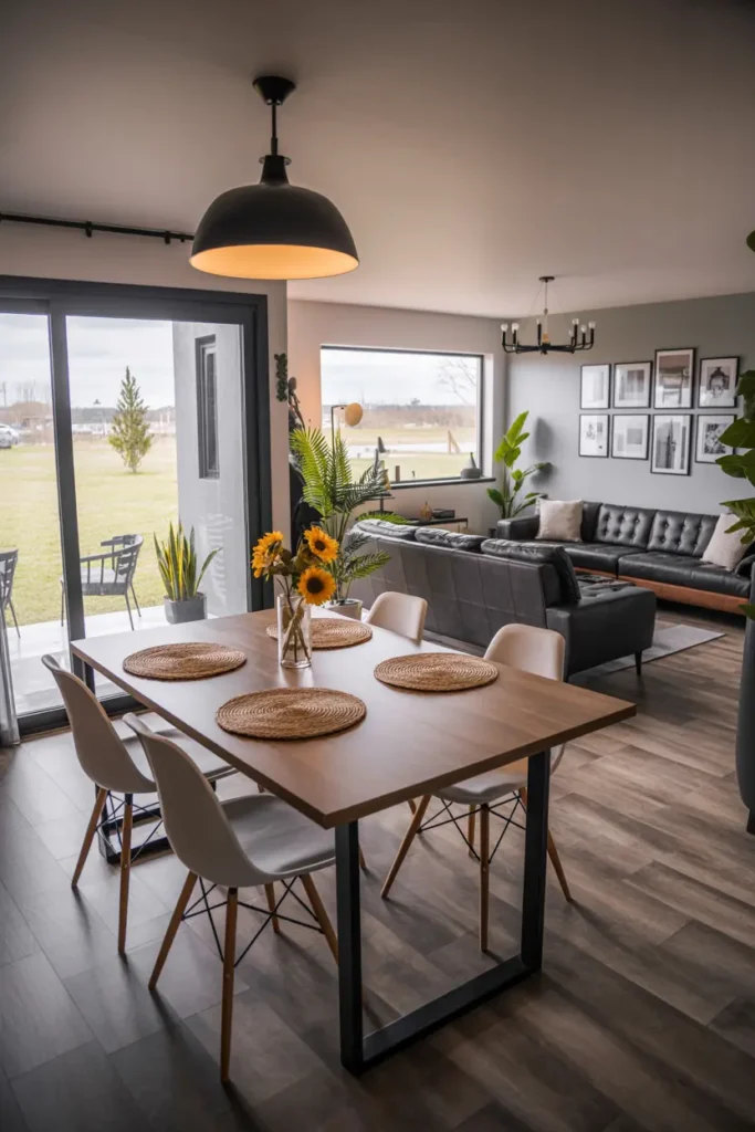 18. Elegant Dining Meets Cozy Comfort in an Open Concept Home