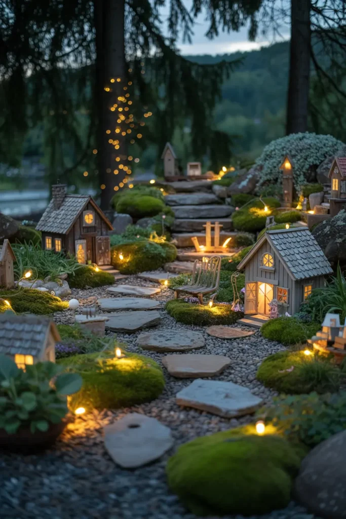 2. Fairy Garden Ideas with Twinkling Lights