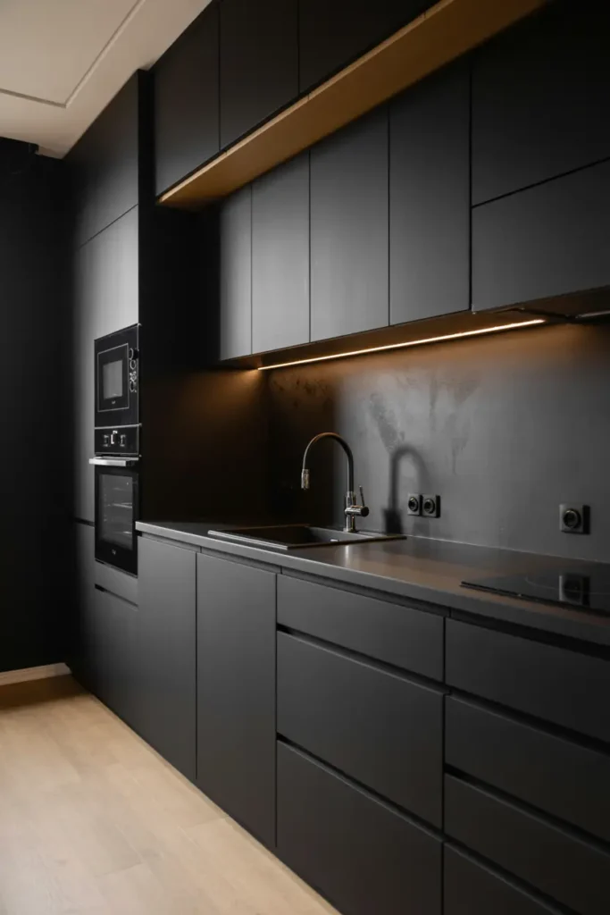 2. Matte Black Kitchen Countertops