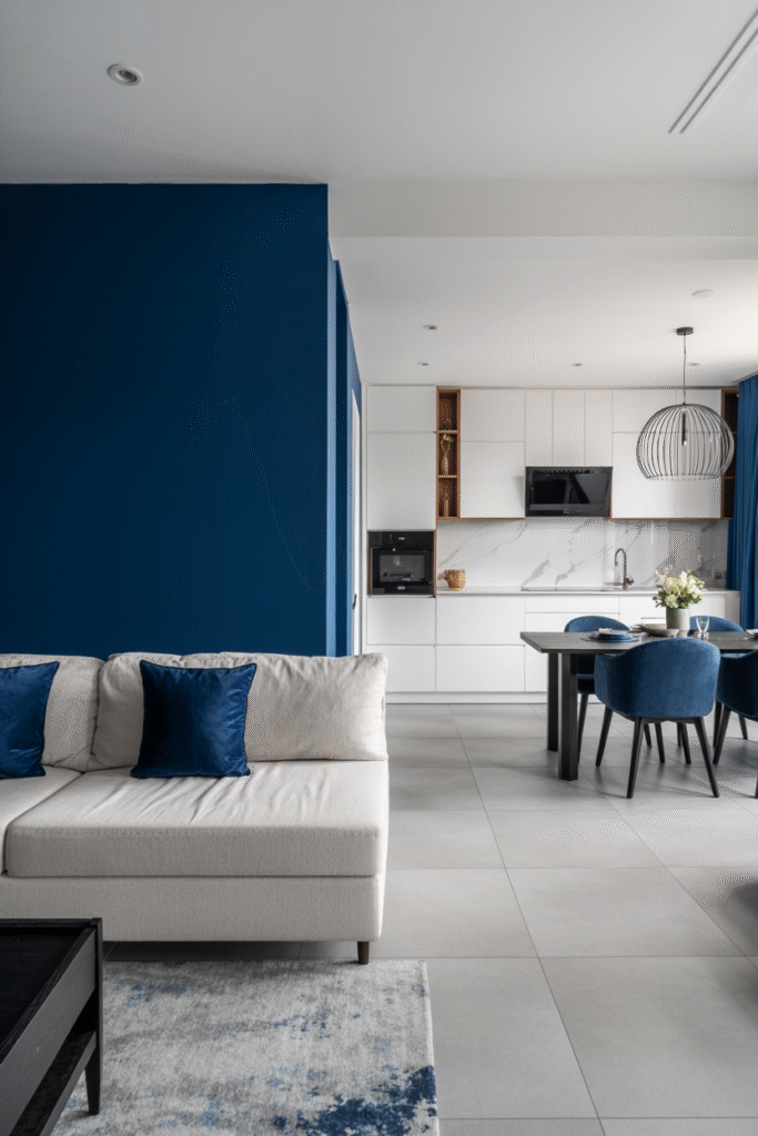 4. Bold Accent Walls to Subtly Divide Spaces