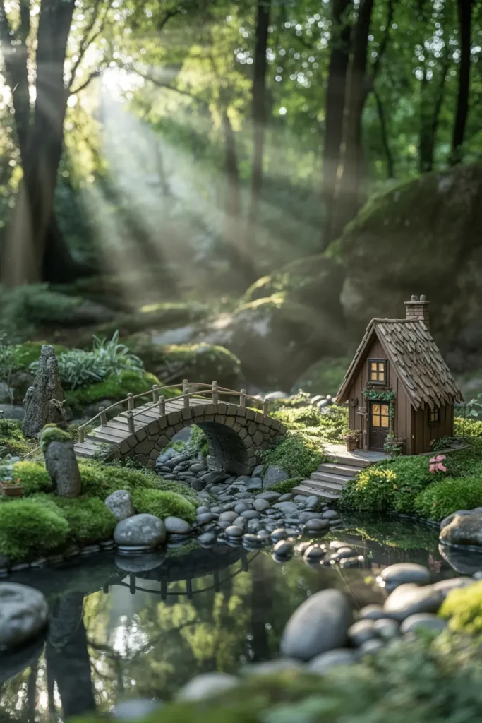 4. Enchanted Forest Fairy Garden with Moss and Pebbles