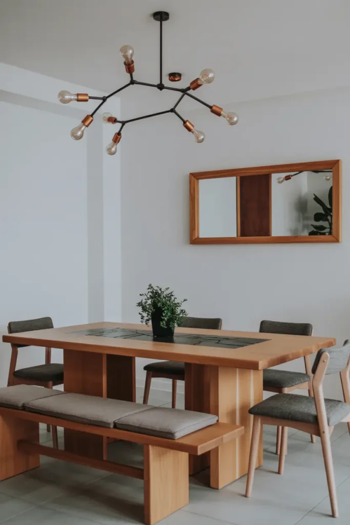 8. Charming Dining Nook with Botanical Prints and Smart Storage