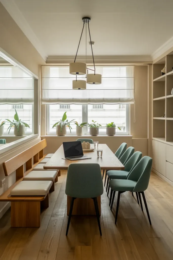 9. Fresh Modern Kitchen with Natural Tones and Cozy Charm