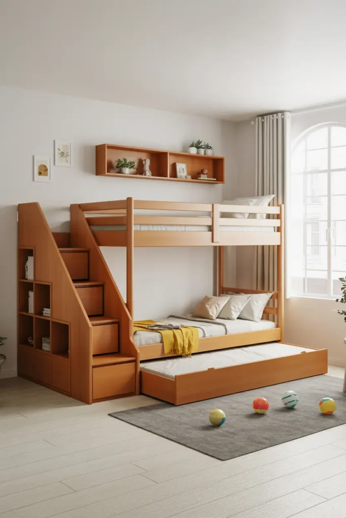 1. Bunk Bed with Stairs and Trundle