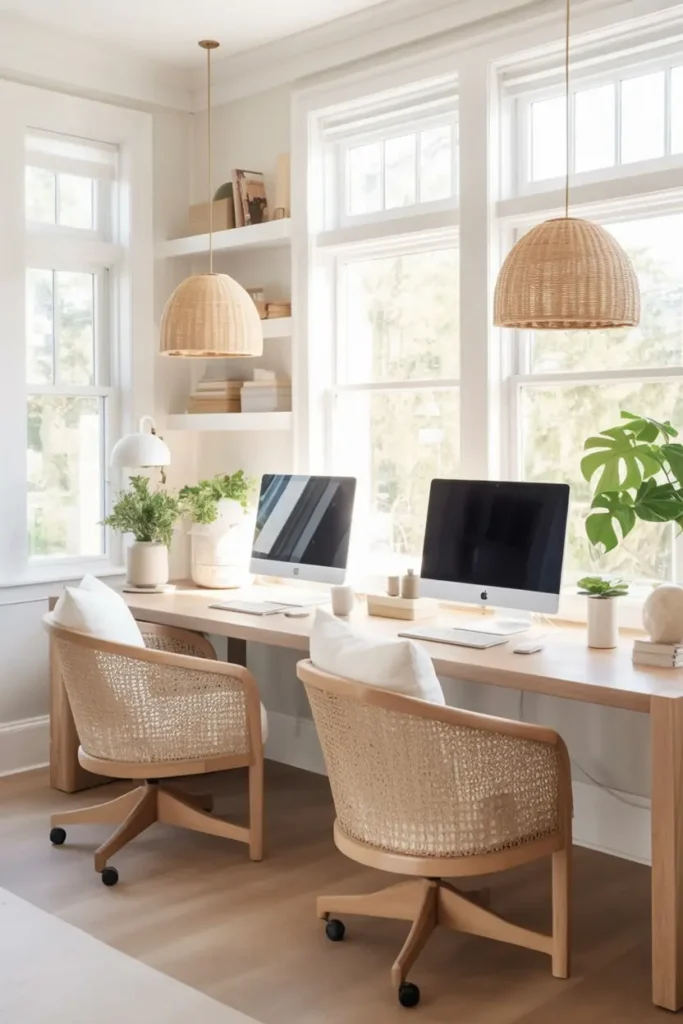 10. Bright Boho Inspired Office Setup
