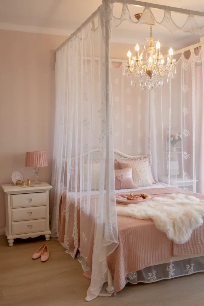 10. Elegant Pink Canopy Bedroom