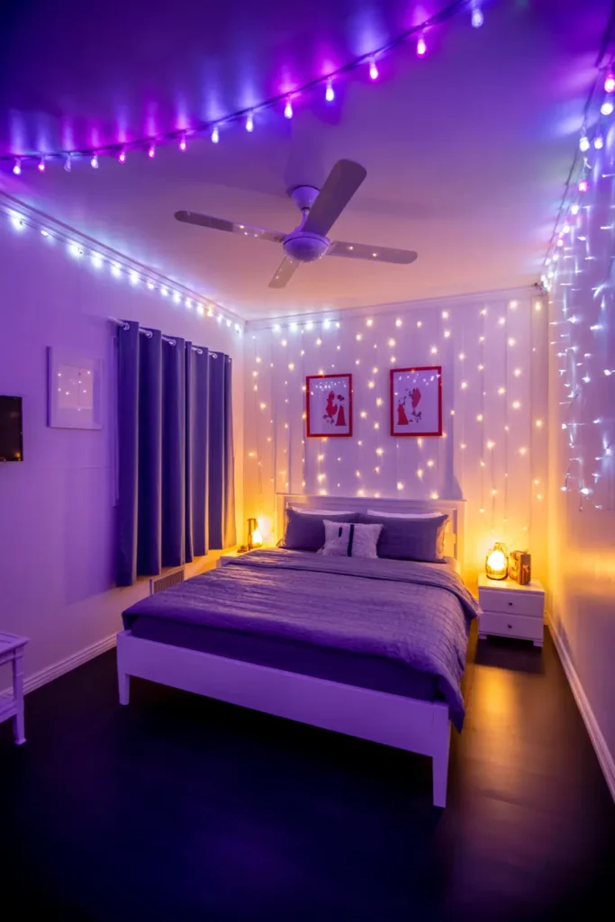 10. Enchanted Fairy Light Bedroom