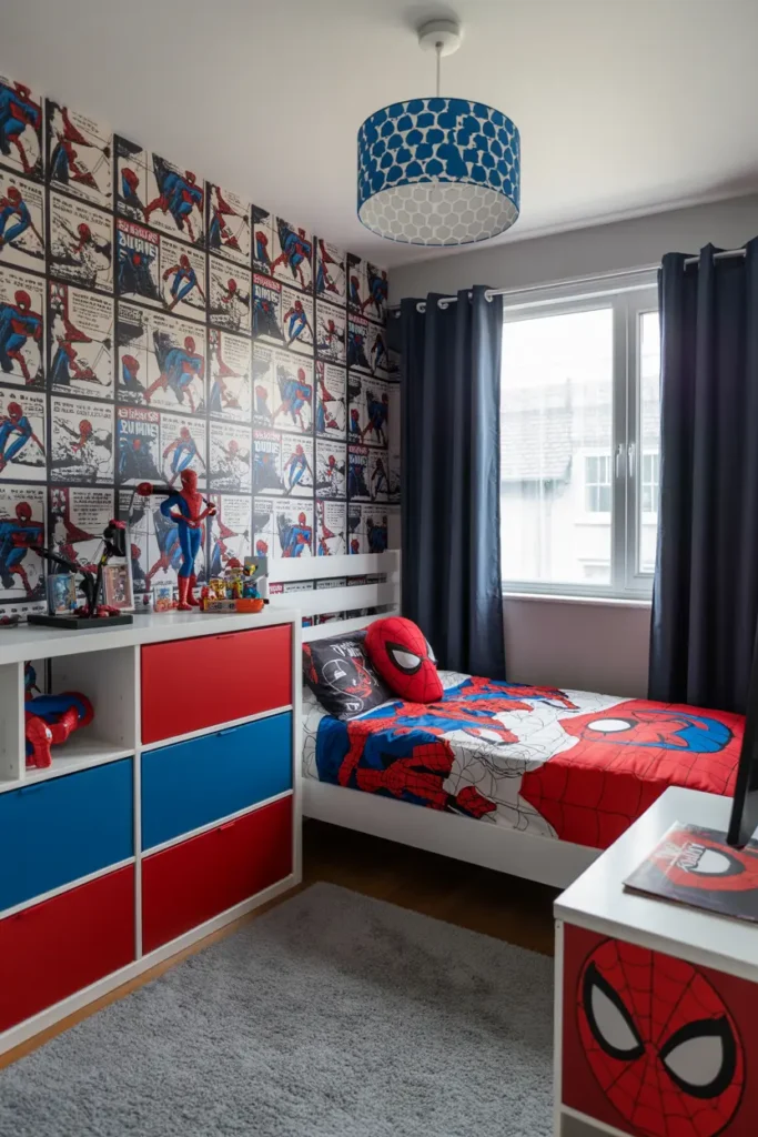 11. Spider Man Themed Kids Bedroom