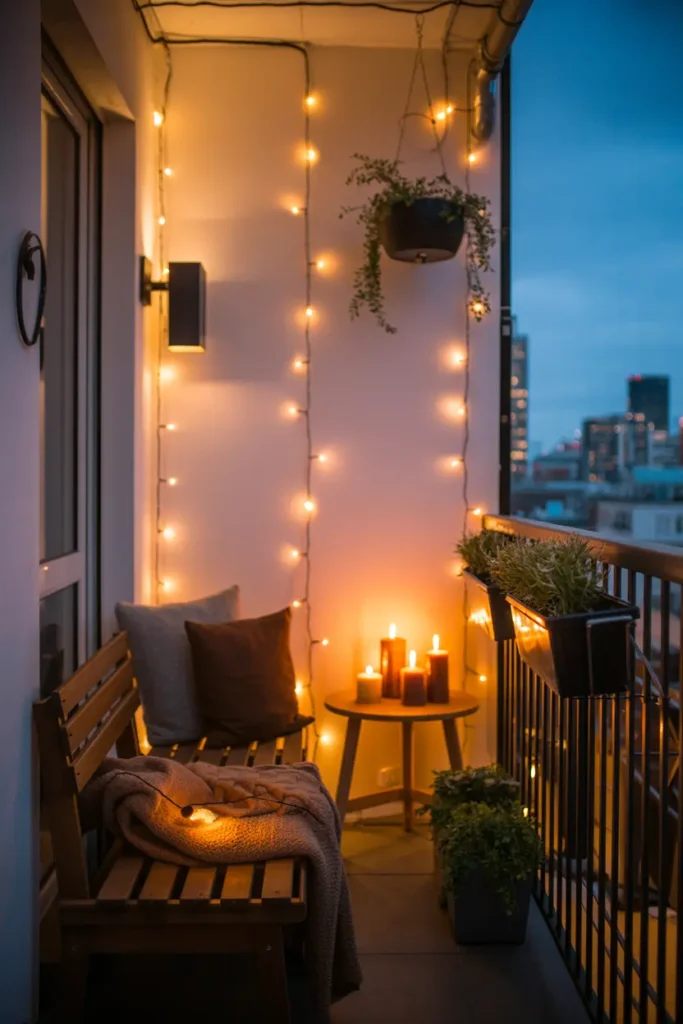 25 Dreamy Balcony Designs for Cozy Stylish Spaces 31 12. Enchanted Evening Balcony