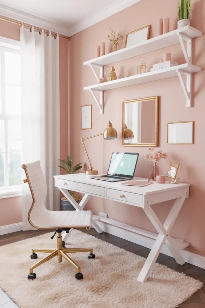 13. Chic Pastel Pink Workspace