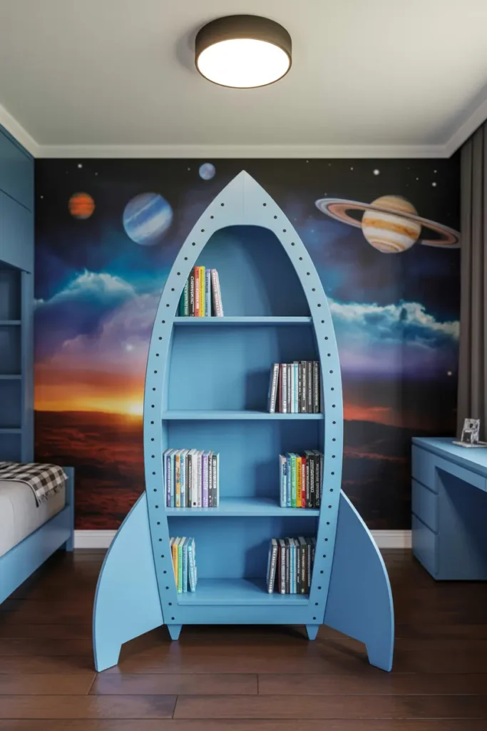 13. Rocket Shaped Bookshelf