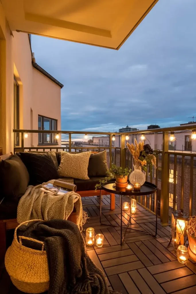 25 Dreamy Balcony Designs for Cozy Stylish Spaces 33 13. Twilight Terrace Haven