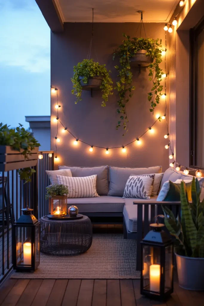 14. Lantern Lit Greenery Lounge