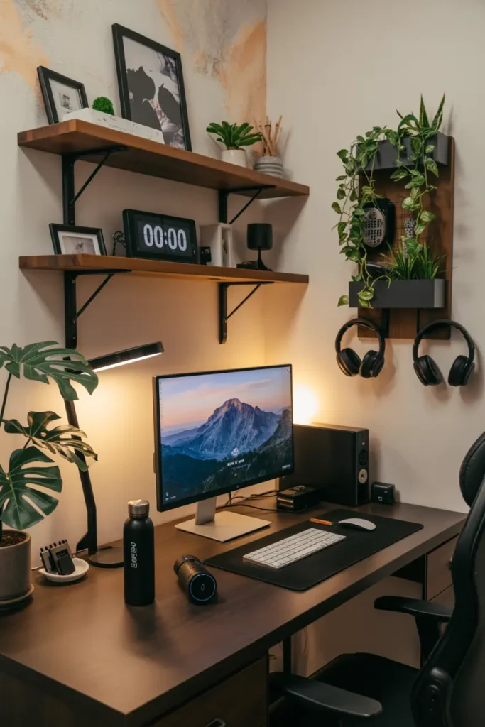 14. Modern Tech Savvy Home Office with Plants