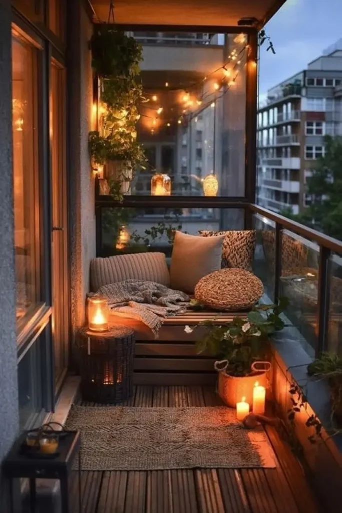 25 Dreamy Balcony Designs for Cozy Stylish Spaces 37 15. Cozy Evening Nook