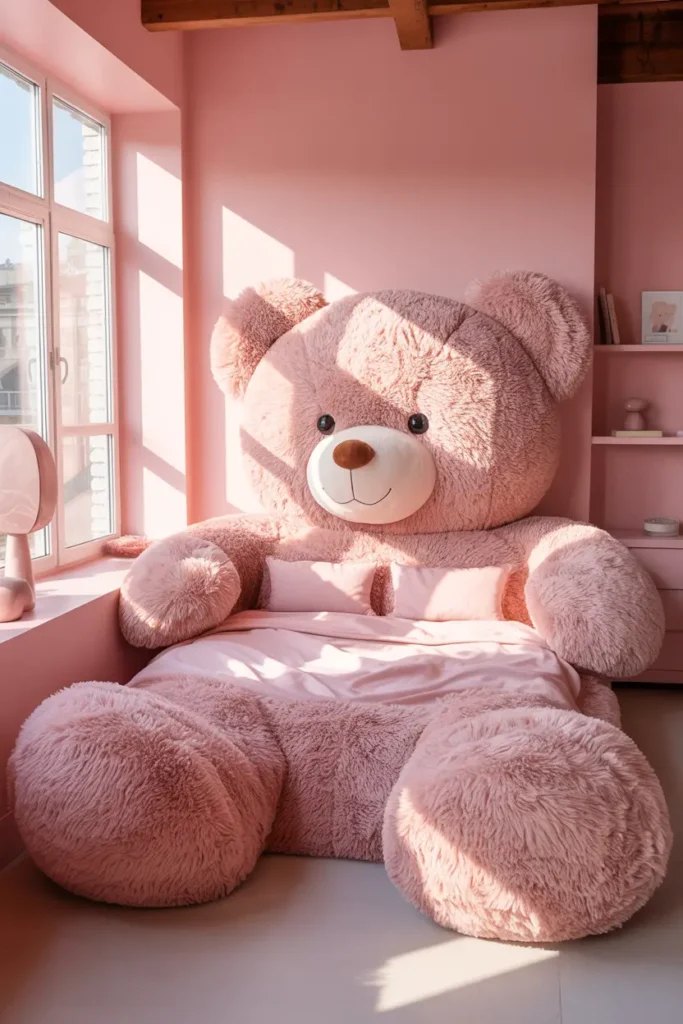 16. Giant Pink Teddy Bear Bed