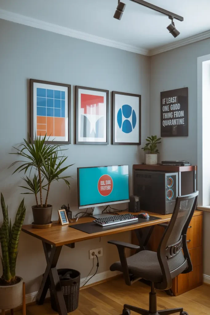 18. Cozy Home Library with Wooden Shelves