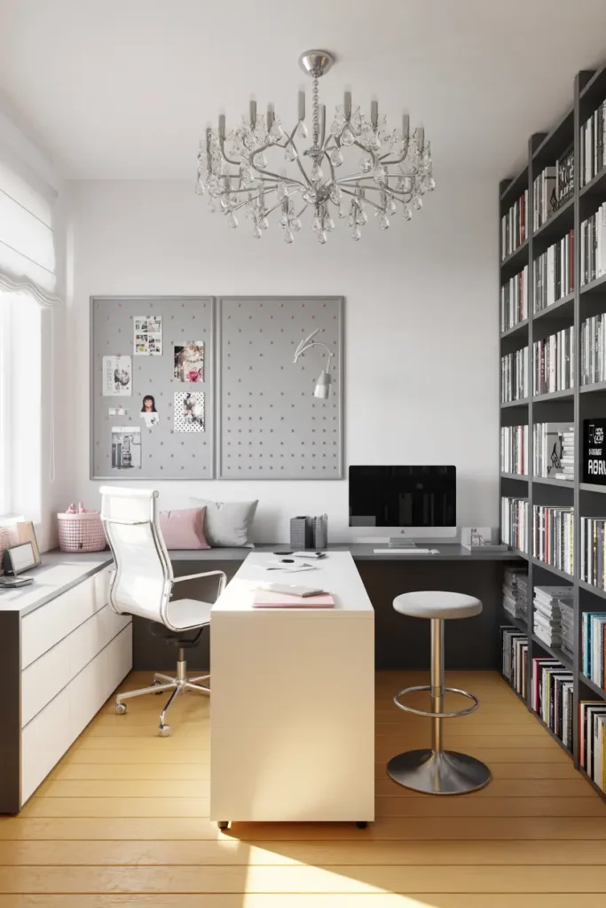 20 Cozy Workspace Corner Ideas for Calm & Neat Setup 43 18. Modern Scandinavian Home Office with Light Wood and Plants