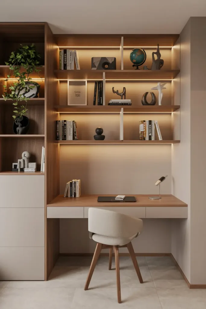 20 Cozy Workspace Corner Ideas for Calm & Neat Setup 45 19. Contemporary Home Office with Black Desk and Green Accents