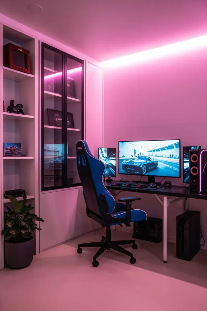 2. Modern Black Gaming Desk with RGB Lighting