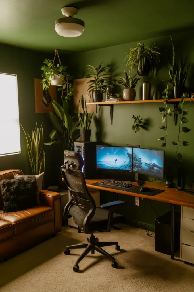 20. Rustic Living Room with Fireplace and Bookshelves