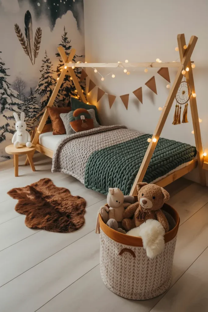 25. Woodland Teepee Bed with Fairy Lights