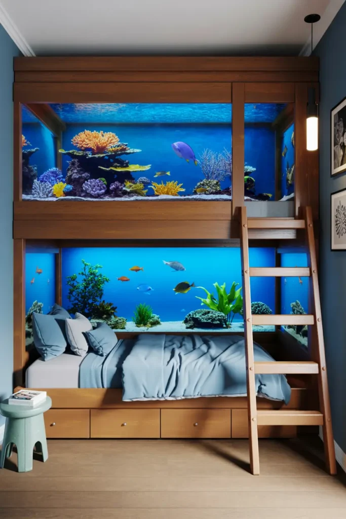 4. Aquarium Bunk Bed with Ladder